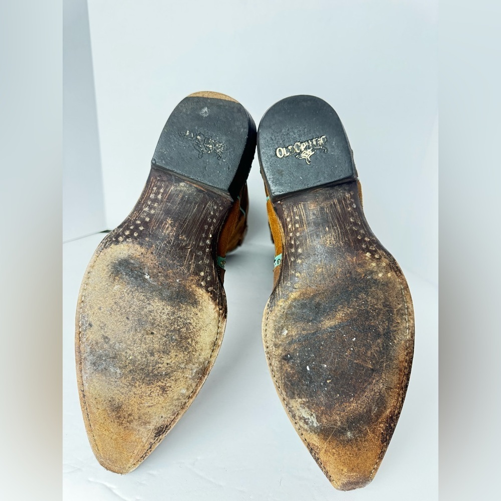 Old Gringo Western Tan and Turquoise Leather Cowboy Boots Size 9B - Picture 14 of 15